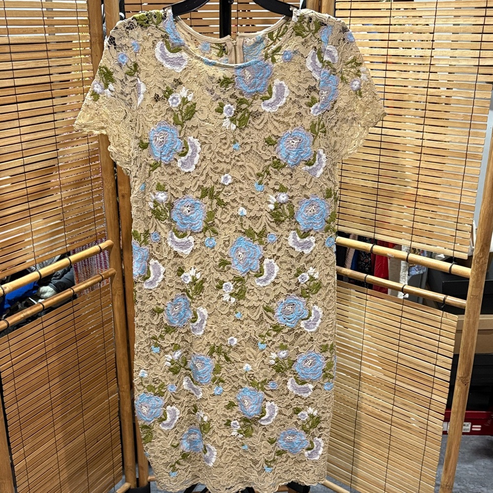 Calvin Klein Beige Floral Lace Dress